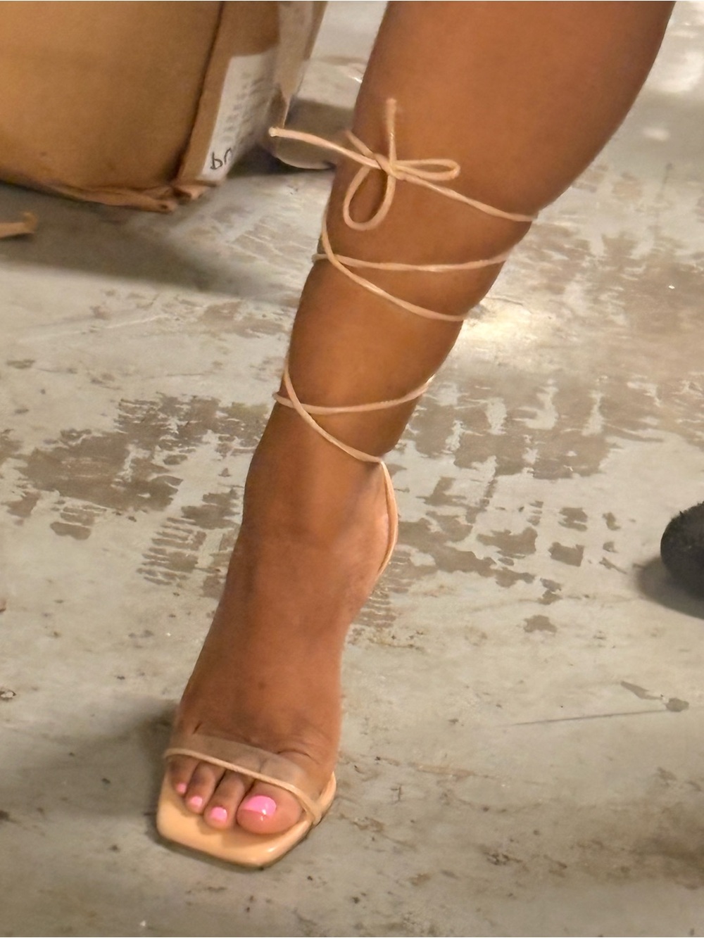Strappy Lace-Up Women's Sandal in Nude